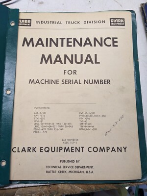 Clark Maintenance Manual Powrworkers Ahp Ap Gt Hp Lp P30 Pt Pf 40 60 80