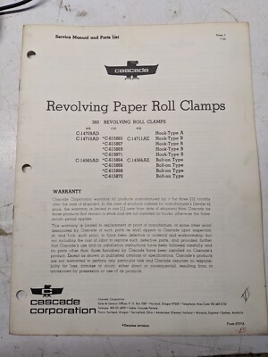 Cascade 1964 Service Manual Parts List Book Revolving Paper Clamp 40-B 60-B C5P