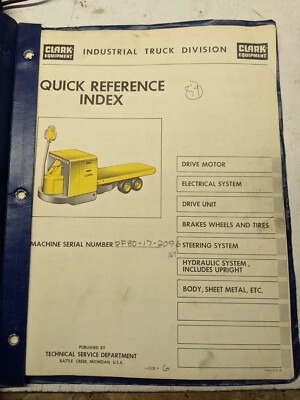 Clark Parts List Book Manual Pf80 Powrworker 1968 Fork Pallet Truck