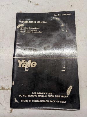 Yale Operating Manual Fork Lift Truck Erc P-A B F J H K 1990 Maintenance