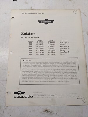 Cascade Service Manual Parts List 20 40 80 -B Rotators 1964 180 270 Degree