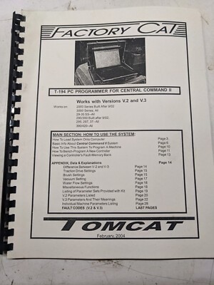 Factory Cat Tomcat 2004 T-194 Pc Programmer Central Command Ii V.2 V.3 Manual