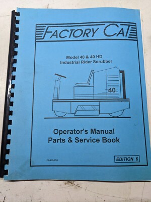 Factory Cat Tomcat Model 40 Hd Operator Manual Parts Service Book 2000