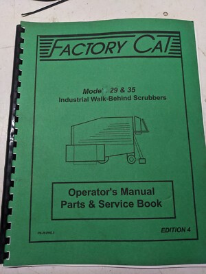 Factory Cat Tomcat Model 29 35 Operator Manual Parts List Service Book 1998