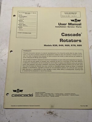 Cascade User Manual Installation Service Parts R3R R4R R6R R7R R8R Rotators 2