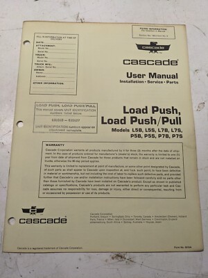 Cascade User Manual Installation Service Parts L P 5 7 B S Load Push Pull