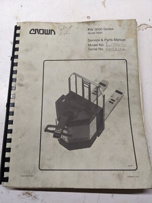 Crown Service Manual Parts List Book Pw 3000 3500 Series Hand Fork Truck 1993