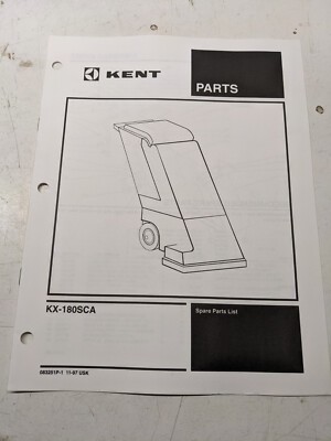 Kent Spare Parts Manual List Book Kx-180Sca Euroclean 1997