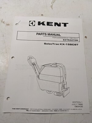 Kent Spare Parts Manual List Book Kx-15Scst Selectrac 1996