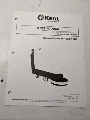 Kent Kf-2019B Spare Parts Manual List Book Selectgloss 1997 Floor Machine