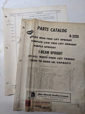 White Lift Upright I-Beam Parts List Manual Catalog And Supplement 1975 R-2228