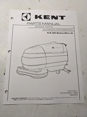 Kent Spare Service Parts Manual List Book Ka-39 Selectscrub 1995 Scrubbervac