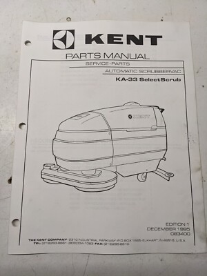 Kent Spare Service Parts Manual List Book Ka-33 Selectscrub 1995 Scrubbervac