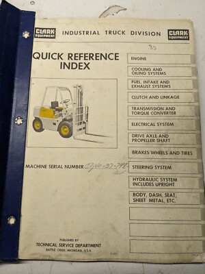 Clark Clarklift C340-37-748 Parts List Book Manual Catalog Fork Lift Truck 1965