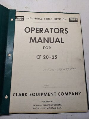 Clark Operators Manual Fork Lift Truck Cf 20 25 1964 Maintenance Service