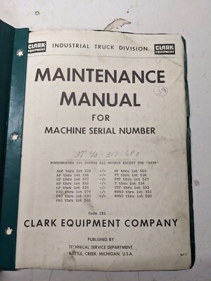 Clark Maintenance Manual Pallet Truck Powerworker Series 1964 Models