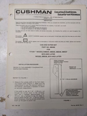 Cushman Installation Instructions Manual Cab And Wiper Set 886468 1984 Titan