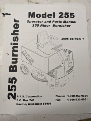 Factory Cat Operator Service Parts List Book Diagrams Model 255 Burnisher 2006