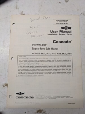 Cascade Service Manual Parts List Book Viewmast M2T M3T M4T M5T M7T M8T