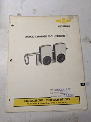 Cascade Attachment Parts Manual All Quick Change Mounting Groups Fork Lift