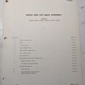 Moto-Truc Fork Lift Parts List Book Manual Triple Free Lift Mast Cm2T-Cm8T 1968