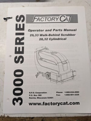 Factory Cat Operator Service Parts List Book Diagrams 3000 Series Scrubber