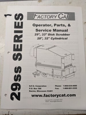 Factory Cat Operator Service Parts List Book Diagrams 29Ss Series Scrubber