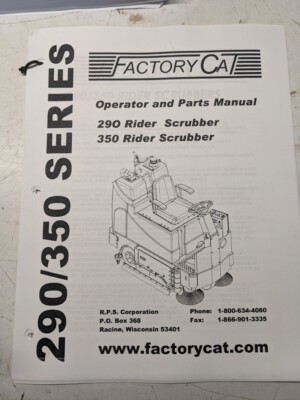 Factory Cat Operator Service Parts List Book Diagrams 290 350 Series Scrubber