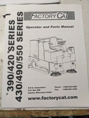 Factory Cat Operator Service Parts List Diagrams 390 420 430 490 550 Sweeper