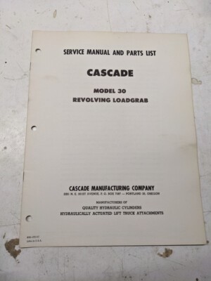 Cascade Lift Attachment Service Manual Parts List Model 30 Revolving Loadgrab