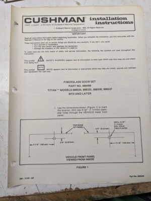 Cushman Installation Instructions Manual Fiberglass Door Set 1983 886469