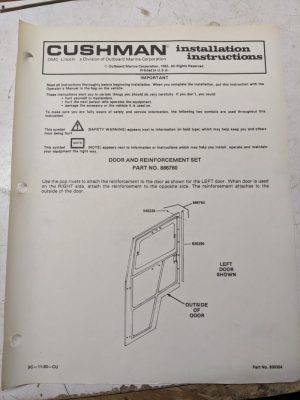 Cushman Installation Instructions Manual Door Reinforcement Set 886760