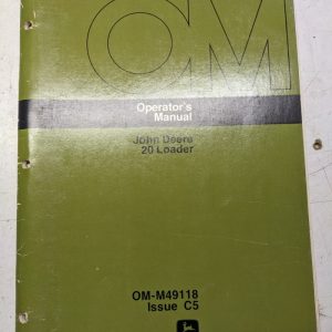 John Deere Jd Operators Manual Maintenance Service Model 20 Loader Om-M49118