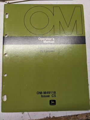 John Deere Jd Operators Manual Operation Service Model 20 Loader Om-M49118