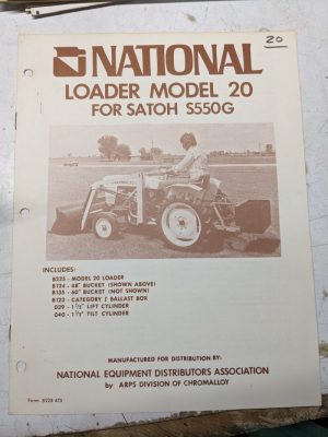 National Operators Manual Parts List Service Model 20 Loader Satoh S550G