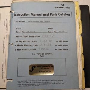 Raymond Parts Catalog List Book Operation Instruction Manual Model 71 1975