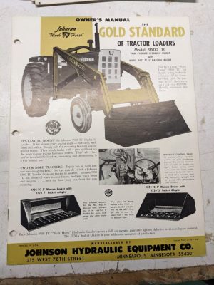 Johnson Work Horse Loader 9500 Tc Model Parts List Owners Manual Maintenance
