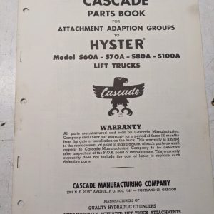 Cascade Parts List Manual Model Attachment Adaption Groups Hyster S60A-S100A