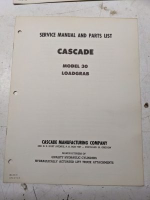 Cascade Lift Attachment Service Manual Parts List Model 30 Loadgrab