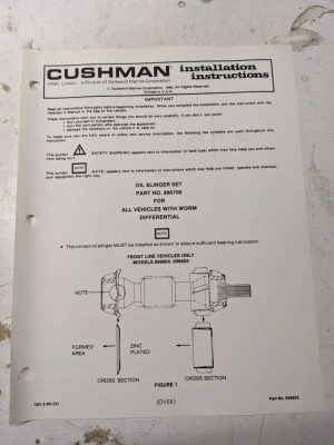 Cushman Installation Instructions Manual Oil Slinger Set 886706 1985