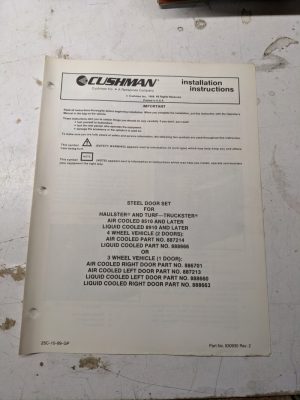 Cushman Installation Instructions Manual Steel Door Set 887214 1989 886701