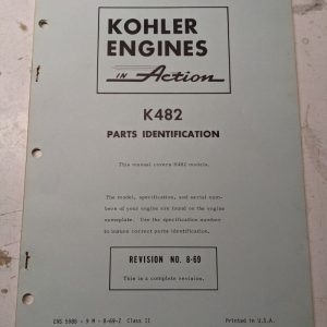 Kohler Engines Service Repair Parts Identification List Book Manual K482 8-69