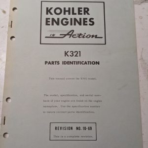 Kohler Engines Service Repair Parts Identification List Book Manual K321 1969