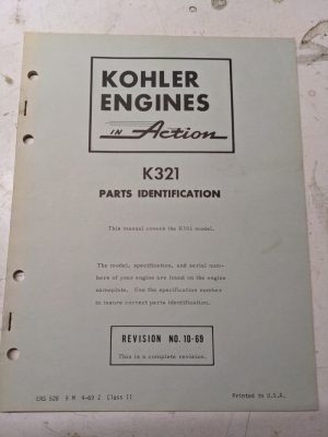 Kohler Engines Service Repair Parts Identification List Book Manual K321 1969