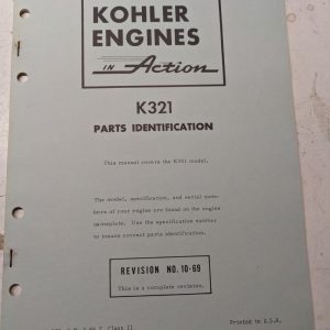 Kohler Engines Service Repair Parts Identification List Book Manual K321 10-69
