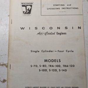 Wisconsin Engines 1 Cyl 4 Cycle S-7D S-8D Tra-10Dd Tra-12D S-10D S-12D S-14D