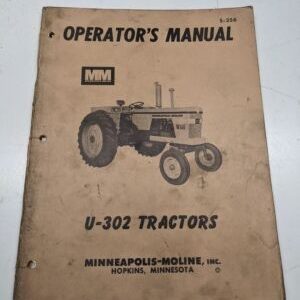 Minneapolis Moline Mm Operators Manual Service Repair U-302 Tractors S-356 Oem