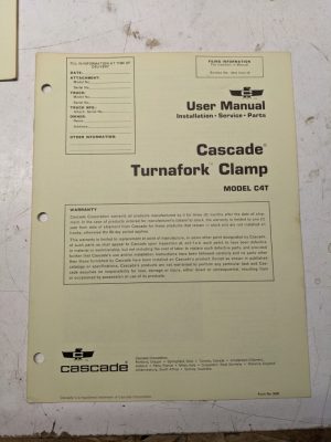 Cascade Lift Attachment User Manual Parts List Model C4T Turnafork Clamp