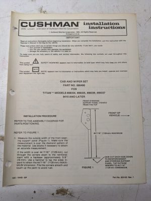 Cushman Installation Instructions Manual Cab Wiper Set 886468 Titan 1983