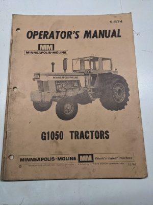 Minneapolis Moline Mm Operators Manual Service Repair G1050 Tractors S-574 Oem